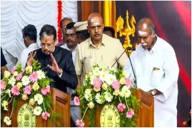 N. Rangasamy was sworn in as the Chief Minister of Puducherry for the fifth time